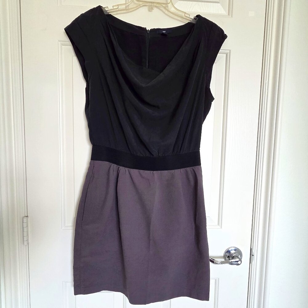 Gap gray contrast cowl neck dress